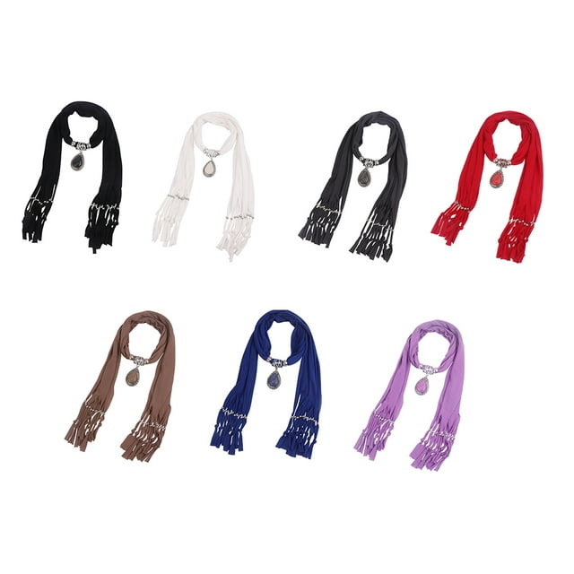 Collier Foulard Long en Résine avec Strass pour Femme avec Pendentif Châle Foulard Collier Foulard avec Pendentif