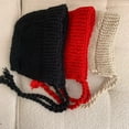 thumbnail image 4 of SikaFu Instagram South Korea East Gate Winter Lace Up Vintage Red Knitted Hat Women's Warm Ear Protection Hat Woolen Pullover Hat, 4 of 6