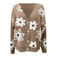 thumbnail image 4 of Cute Cardigans Women Floral Pattern V Neck Short Knit Button Up Sweater Soft Cozy Top Lightweight Cardigans, 4 of 5