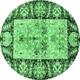 thumbnail image 1 of Ahgly Company Indoor Round Oriental Emerald Green Traditional Area Rugs, 5' Round, 1 of 4