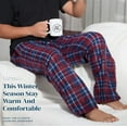 thumbnail image 2 of Active Club Men's Fleece Pajama Pants - Plaid Pajama Pants - Lounge Pants with Pockets - Sleepwear (Red/Navy, Medium), 2 of 5