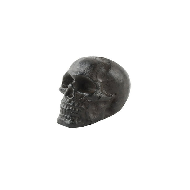 Cast Iron Miniature Biker Skull Figurine Paperweight Skeleton Desk