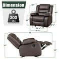 thumbnail image 4 of TrumanPick Manual Recliner Rocker Chair, Leather Glider Rocker Recliner Living Room Theater Reclining Chairs for Adults Small Spaces, Brown, 4 of 9