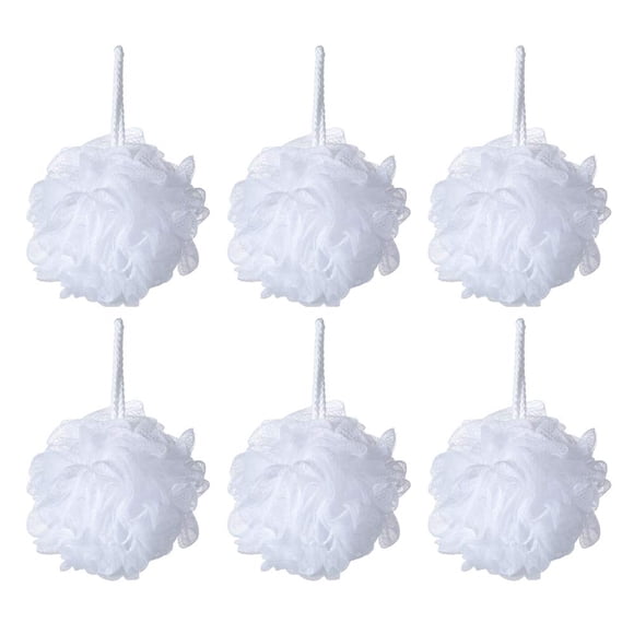 Esponja De Baño Iboodi, Puf De Ducha De Lufa, Esponja De Ducha De Malla Blanca, Paquete De 6 (35 G/Unidad)