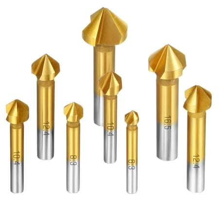 

8 Pcs HSS Countersink Drill Bit Set Countersink Bits Titanium Chamfer Cutter Drill Bits
