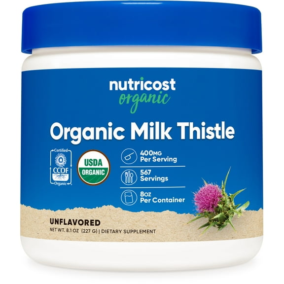 Nutricost Organic Milk Thistle (Silybum Marianum) 8 oz per container (Unflavored) - Non-GMO, Gluten-Free