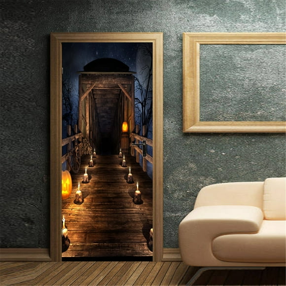 RKSTN Halloween Decorations Door Sticker Halloween Horror 3D Sticker Door Sticker Removable Halloween Decor