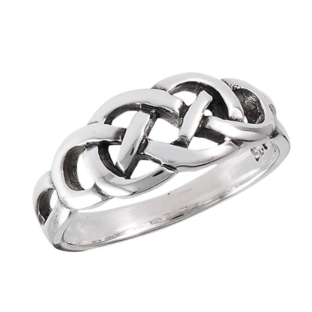 BORUO 925 Sterling Silver Ring Twisted Infinity Celtic Knot Cubic Zirconia CZ Wedding Band Stackable Ring Size 4-12