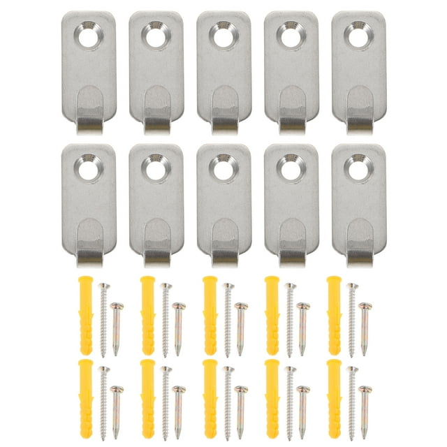 KAKOWELY 10 Ensembles de Crochets Robustes en Acier Inoxydable pour Cadres Photo Miroir, 1.18"X0.47"X0.35 Pouces