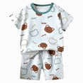 thumbnail image 4 of CAUYDY Summer Outfit for Kid Girls Two Piece Set Baby Girl Short Sleeve Top Elastic Waist Shorts Set Toddler Casual Pajamas Set for 1T 2T 3T 4T 5T 6T 7-11Y (Sizes 4-5 Years,D1-Sky Blue), 4 of 4