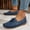 Blue, variant on Women's Orthopedic Leather Loafers Slip On Flats Casual Comfortable Walking Shoes with Barefoot Feel Anti-Slip Rubber Sole PU Upper Business Flat Shoes Camel 8.5 Wide