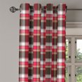 thumbnail image 2 of Ambesonne Checkered Grommet Curtain, Striped Old Fashioned, 50" x 72", Dark Coral White Brown, 2 of 6