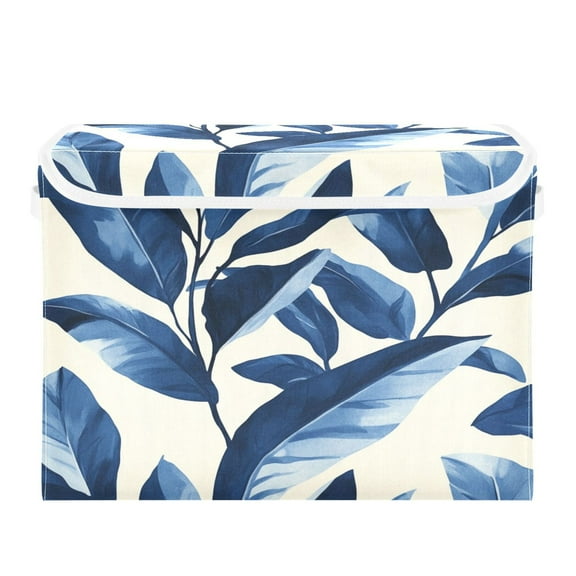 Storage Box With Lid 16.5x12.6x11.8In Foldable Stacked Household Storage Box Super Beautiful Leaves