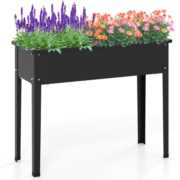 BLACK JAGUAR Raised Garden Bed, Elevated Metal Planter Box with Legs Drainage Hole Outdoor Indoor Plant Container for Flower Herb