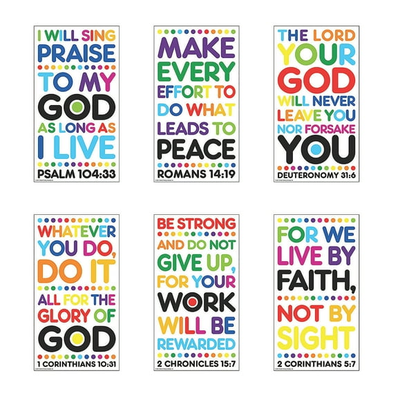 Fun Express Colorful Bible Verse 12” x 22” Posters (6 Pack)