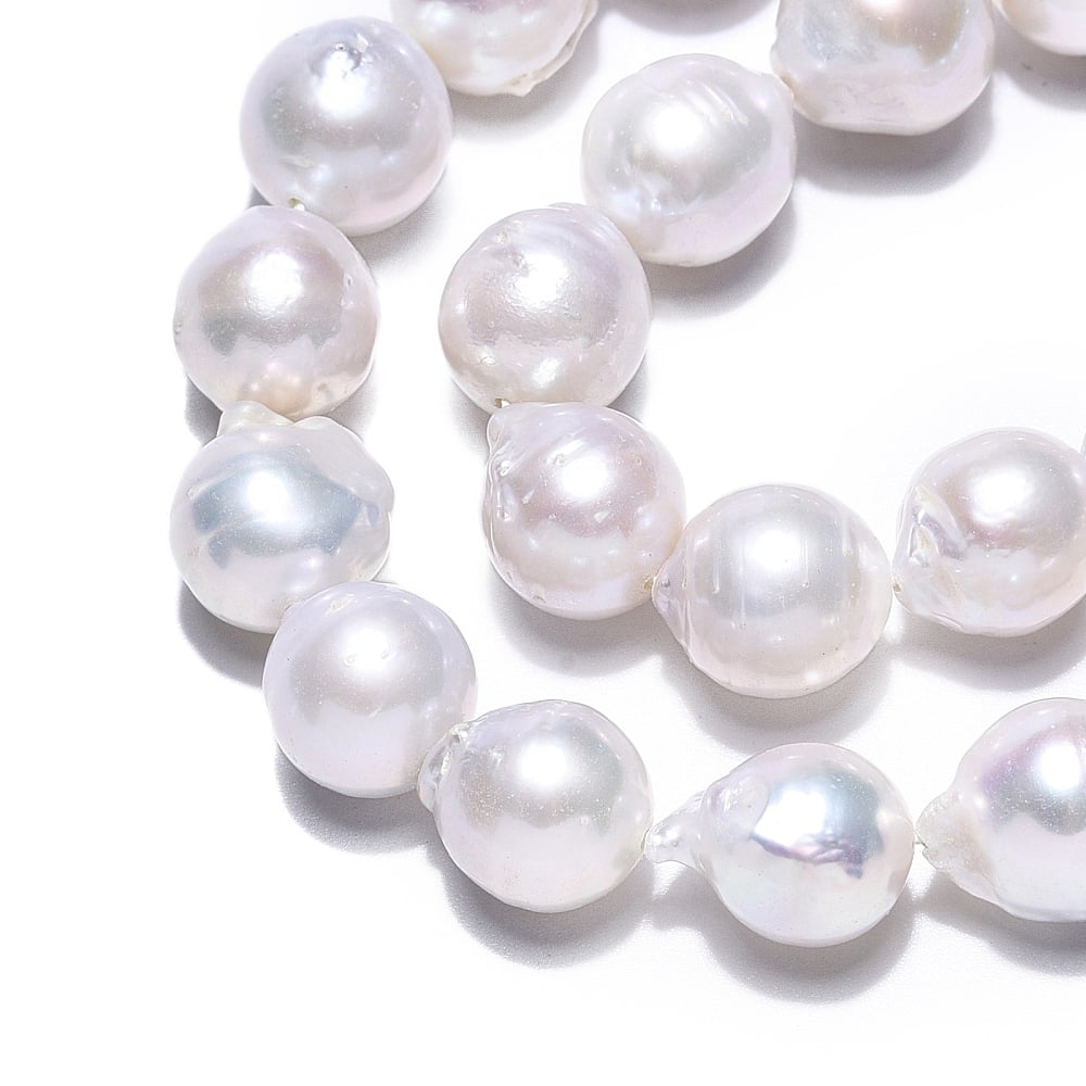 1strand Baroque Pearl Keshi Pearl Beads Strands Cultured Freshwater Pearl Oval Creamy White 10.5~13x9.5~11.5x9.5~12mm Hole: 0.6mm about 33pcs/strand 16~16.14''(40~41cm)