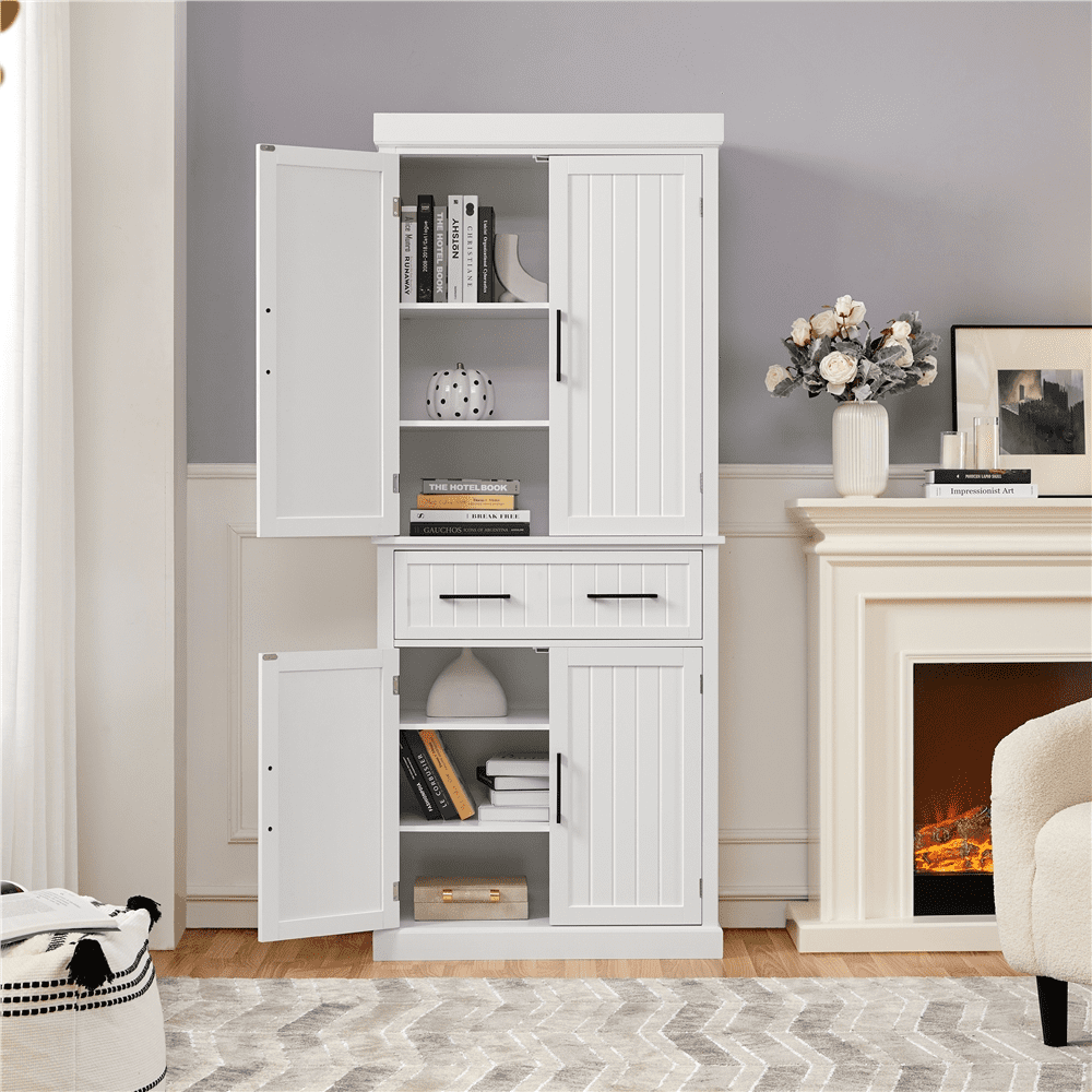Renwick 72.5 inch H Kitchen Pantry Cabinet, White
