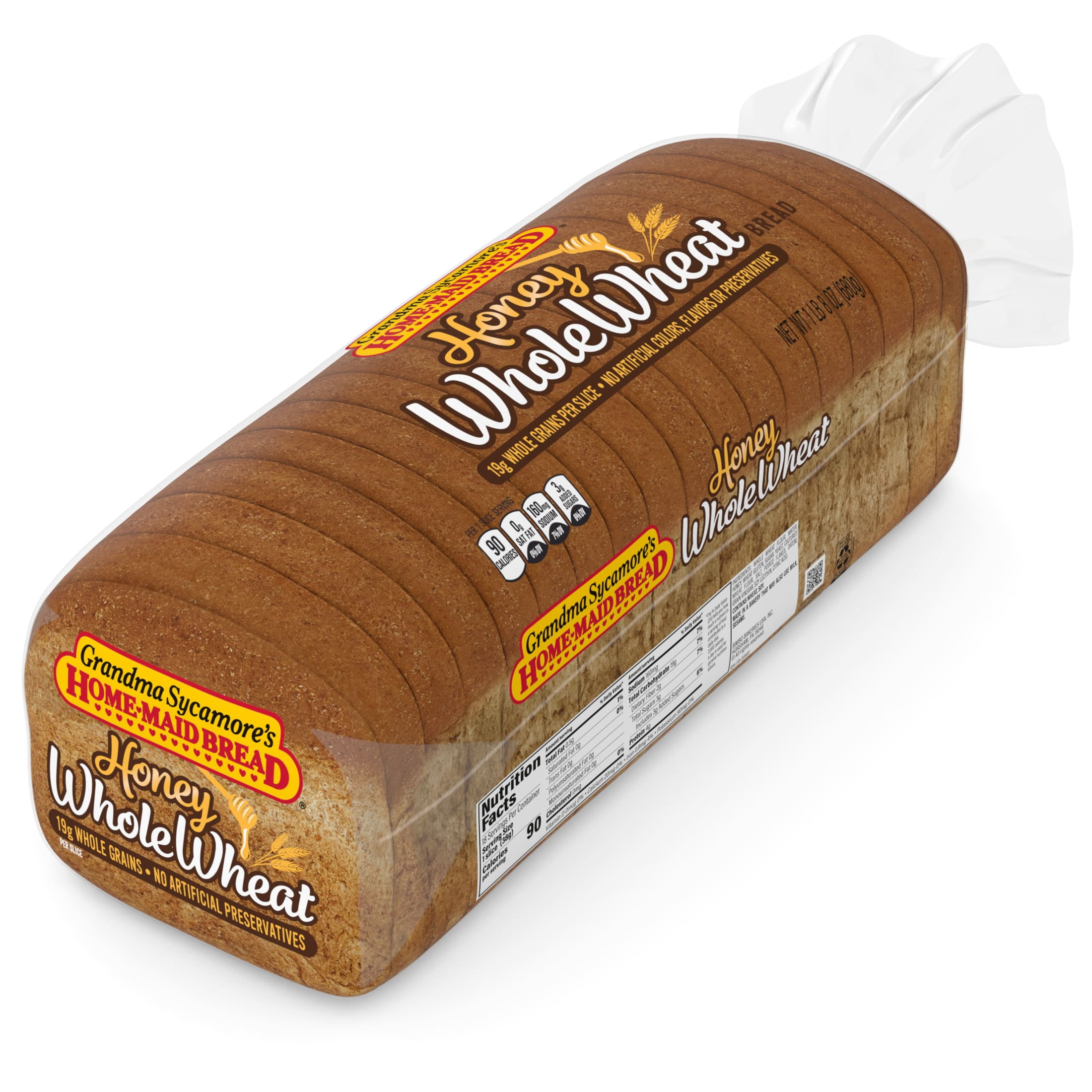 Grandma Sycamore's Honey Whole Wheat Bread, 24 oz, Wheat Bread, Bag