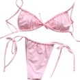 thumbnail image 2 of Cheers US Women's Swimsuit Halter Triangle Bra with Tie Side Panty Bikini Set Beach Wear, 2 of 7
