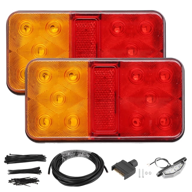 Universal Trailer Tail Lamp LED Rear Turn Signal Light Dual Color for 12V Truck ATV SUV