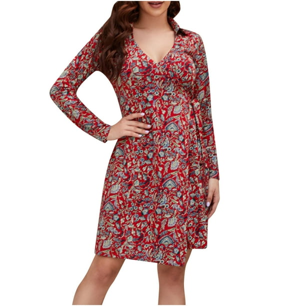 Cárdigan con estampado de punto y cuello de traje informal a la moda para mujer, vestido de té francés con cordones, vestido de manga larga con solapa y rodilla Fridja yut6994