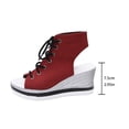 thumbnail image 7 of Rokment Women's Leopard High Top Fashion Sneakers Platform Wedge Sandals 2026 Summer Casual Lace up Fish Mouth Open Toe Chunky High Heels Slingback Sandals Red Size 9, 7 of 7