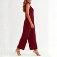 thumbnail image 7 of PBFRDSJ Jumpsuits for Women Casual Sleeveless Mock Neck Ruched Wide Leg Jumpsuit Casual Formal Long Romper with Pockets, 7 of 7
