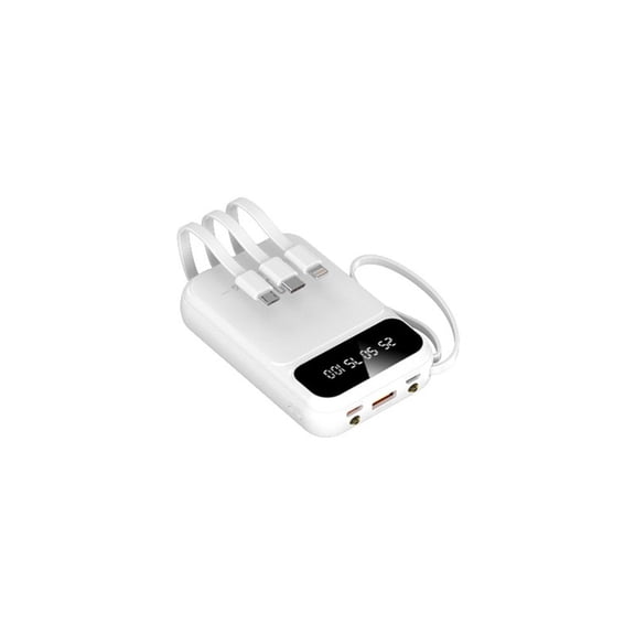 TongDE 20000mAh Portable Power Bank, Built‑in 3 Cables Digital Display External Battery Pack For Smart Phones