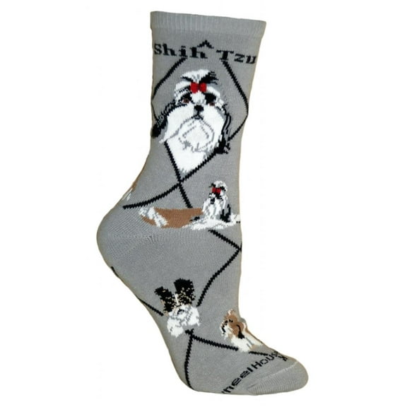Shih Tzu Dog Gray Cotton Ladies Socks