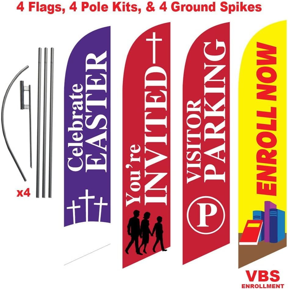 four 1 & 2 BEDROOM APARTMENTS yel/red 15 WINDLESS SWOOPER FLAGS KIT 4