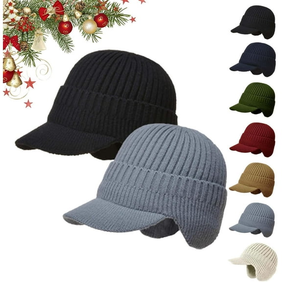 Cozy Head Beanie, Cozyhead Beanie with Elastic Warm Ear Protection, Soft Fuzzy Wool Knitted Hat with Brim for Winter Wear