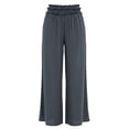 thumbnail image 6 of Mifsaly Flowy Linen Pants for Women Smocked High Waisted Palazzo Pant Comfortable Loose Fit Summer Beach Clothes with Pockets Dark Gray,L, 6 of 9