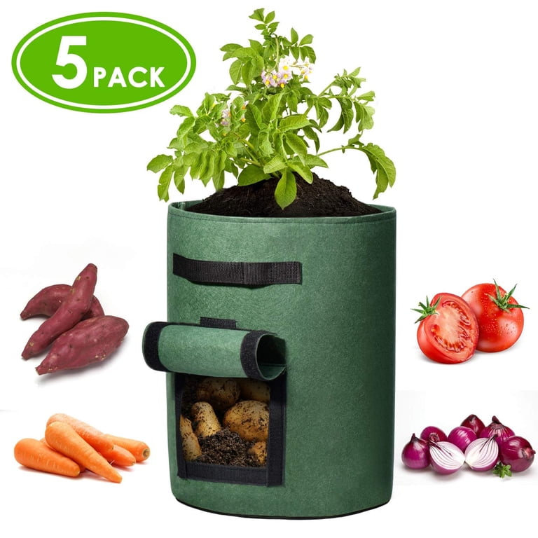 HOUSE DAY 5-Pack 7 Gallon Grow Bags, Green photo 5