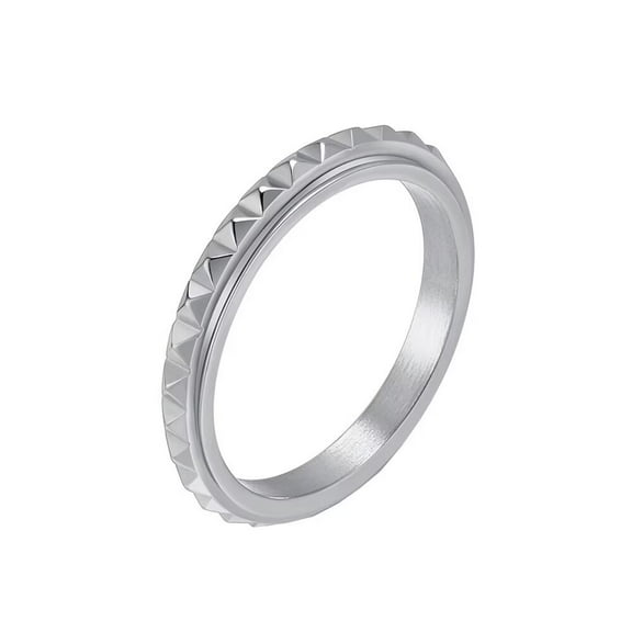 HIJONES Unisex Stainless Steel Rhombic Spinner Stackable Ring 3MM Rotatable Wedding Pinky Band Silver Size 5