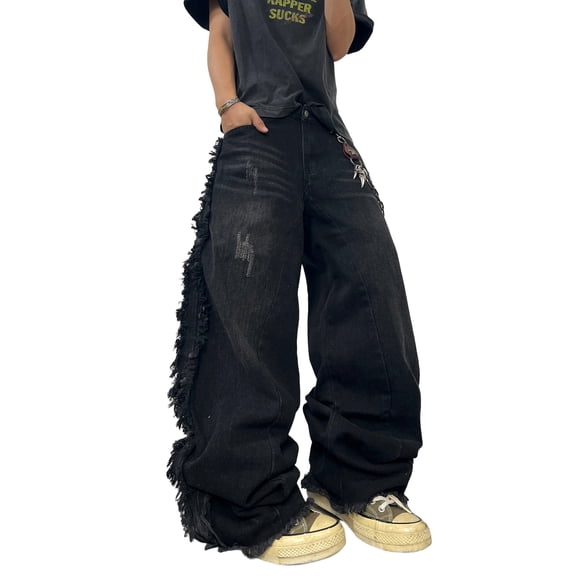 Men's Wide Leg Baggy Jeans Loose Fit Hip HopY2K Denim Pants Casual Trousers Streetwear