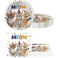 thumbnail image 5 of Cat Party Supplies Tableware Set, 20 Dinner Plates, 20 Napkins, 1 Tablecloth 71 X 42 In, Kids Birthday Theme Decorations, Cat Pattern, Multicolor, 5 of 7