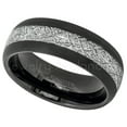thumbnail image 2 of Mens Meteorite Tungsten Ring, Dome Black Tungsten Wedding with Imitation Meteorite Inlay JATN624Ns14, 2 of 6