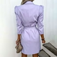 thumbnail image 3 of Fanxing Women's Casual Long Sleeve Lapel V Neck Blazer Dresses with Belt Mini Wrap Dresses 2025 Belted Ruched Business Work Office Blazer Dress Purple,XL Female, 3 of 8