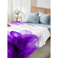 thumbnail image 4 of Purple Twim Size Flat Sheet, Wrinkleproof & Fadeproof Cooling Flat Bed Sheet Only, Boho Modern Floral Abstract Ombre Leaf White Breathable Soft Bedding Top Sheets 66 x 96 Inches, 4 of 8
