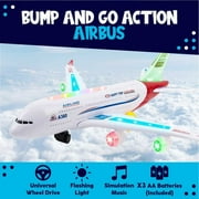 Toysery Airplane Toys for Kids, Bump and Go Action, Toddler Toy Plane with LED Flashing Lights and Sounds for Boys & Girls 3 -12 Years Old (Airbus A380)