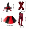 thumbnail image 3 of Adult Women'S Halloween Witch Costume Set With Hat, Striped Socks, Gloves And Tulle Skirt, Four-Piece Outfit For Costume Parties, Dance Events, Cosplay And Themed Celebrations, 3 of 6