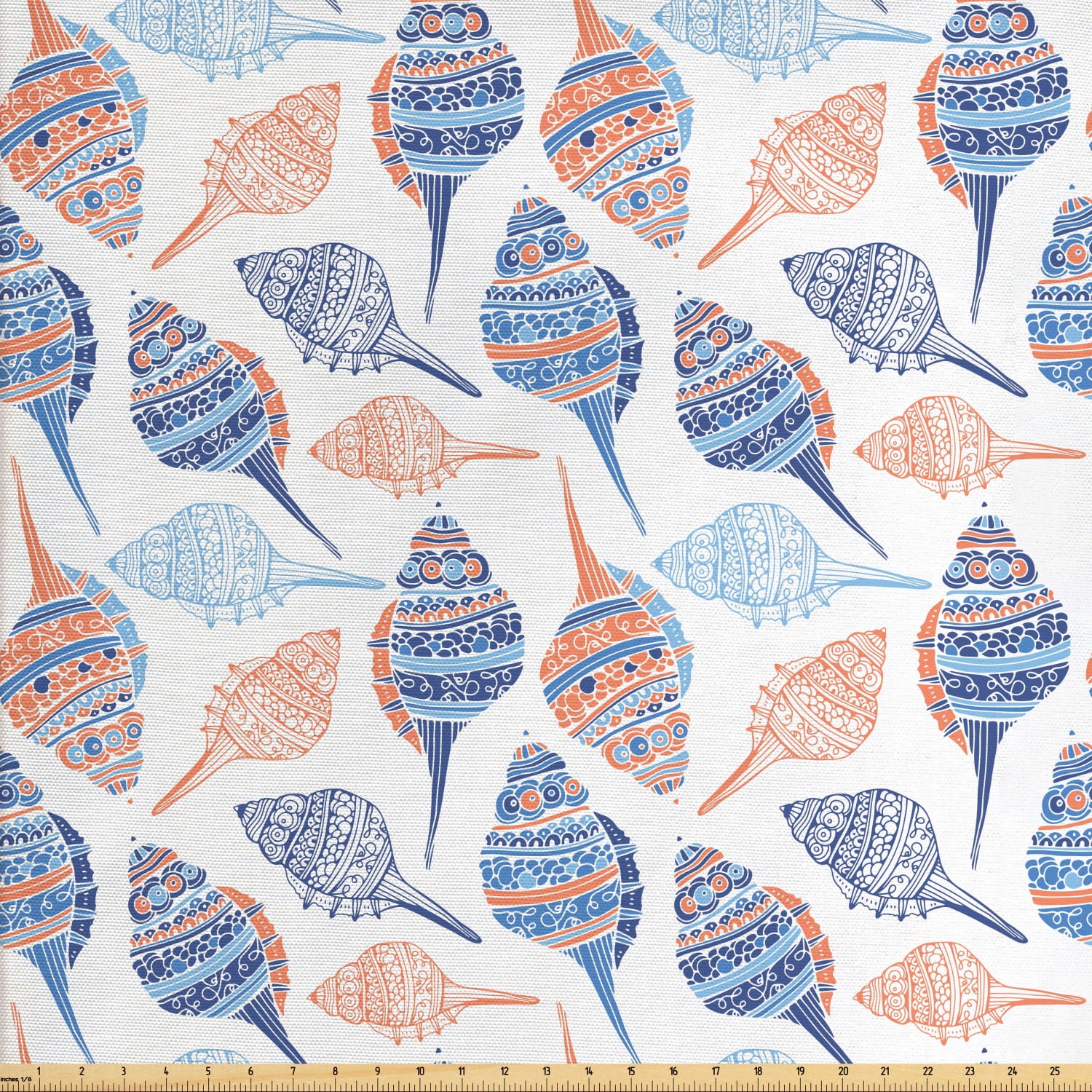 Ocean Fabric by The Yard, Marine Life Themed Abstract Seashells
