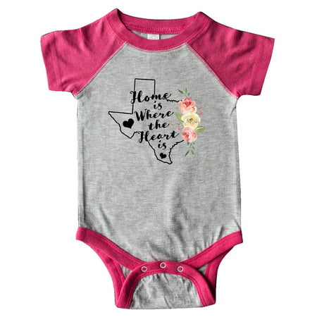 

Inktastic Texas Home is Where The Heart is with Watercolor Floral Gift Baby Girl Bodysuit
