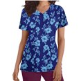 thumbnail image 2 of Gamivast Scrubs for Women Floral Branch Print V-Neck Nursing Scrubs Shirts with Pockets Soft Stretch Short Sleeve Breathable Scrub, 2 of 5