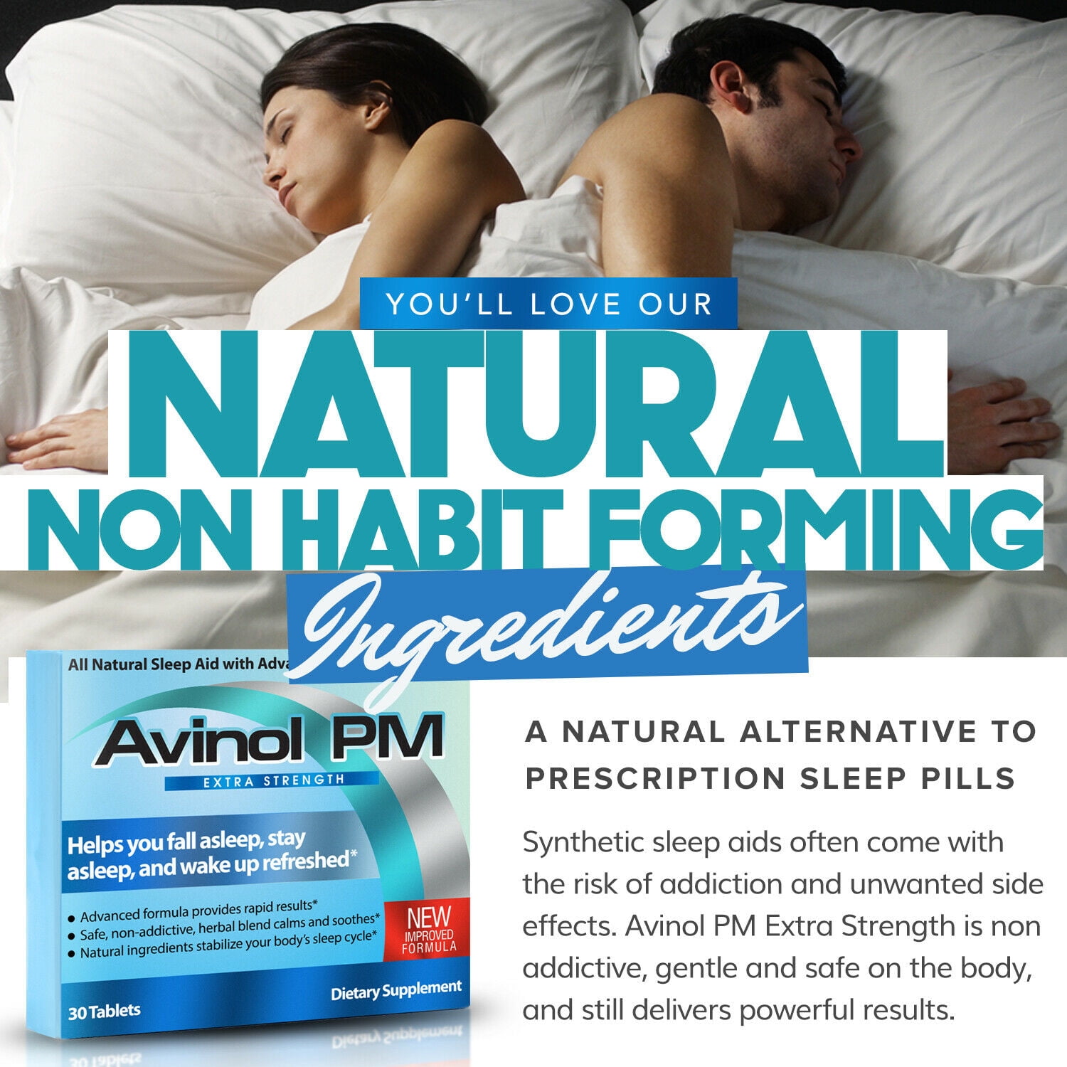 Avinol PM Extra Strength Natural Sleep Aid Herbal Formula 2 Pack (60 Count)