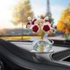 thumbnail image 1 of Adorno de coche rosa con base de corte de cristal | Ramo de rosas en maceta artificial | Figura de flor decorativa para el tablero de la oficina del hogar | Utilería de fotografía artesanal | 1, 1 of 7