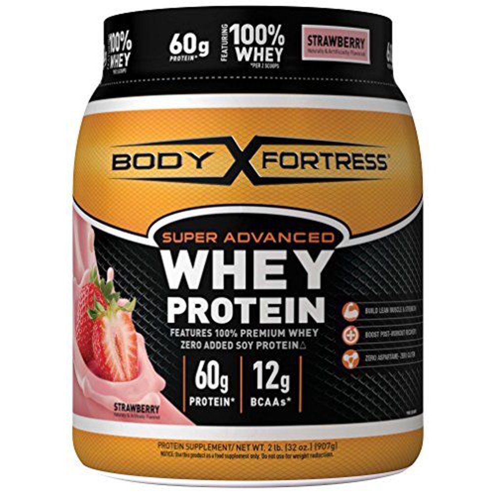 Body Fortress Super Advanced Whey Protein Powder Strawberry 2 Pound