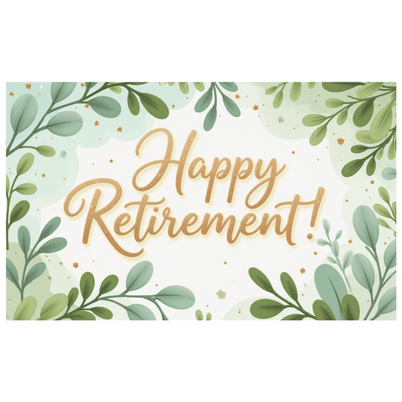 Decorative Design Happy Retirement Banner Leaf Pattern Floral Motif Polyester Material for Office Party Indoor Celebration Outdoor Event