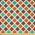 thumbnail image 2 of Ambesonne Geometric Fabric by the Yard Microfiber, Striped Colorful Squares, 1 Yard, Sea Green and Burnt Orange, 2 of 2