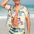 thumbnail image 7 of Bingfone Men's Short Sleeve Button Down Shirts Hawaiian Cute Bull Dog Printed Beach Shirt, 7 of 7